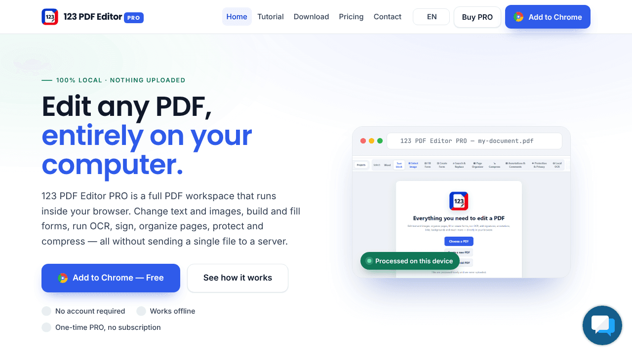 123 PDF Editor PRO — Edit PDF offline website screenshot
