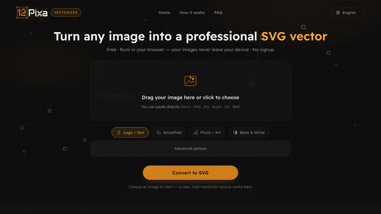 12pixa Vectorizer website screenshot