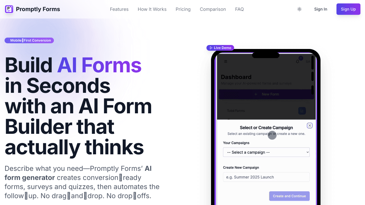 Promptly Forms — AI Form Builder