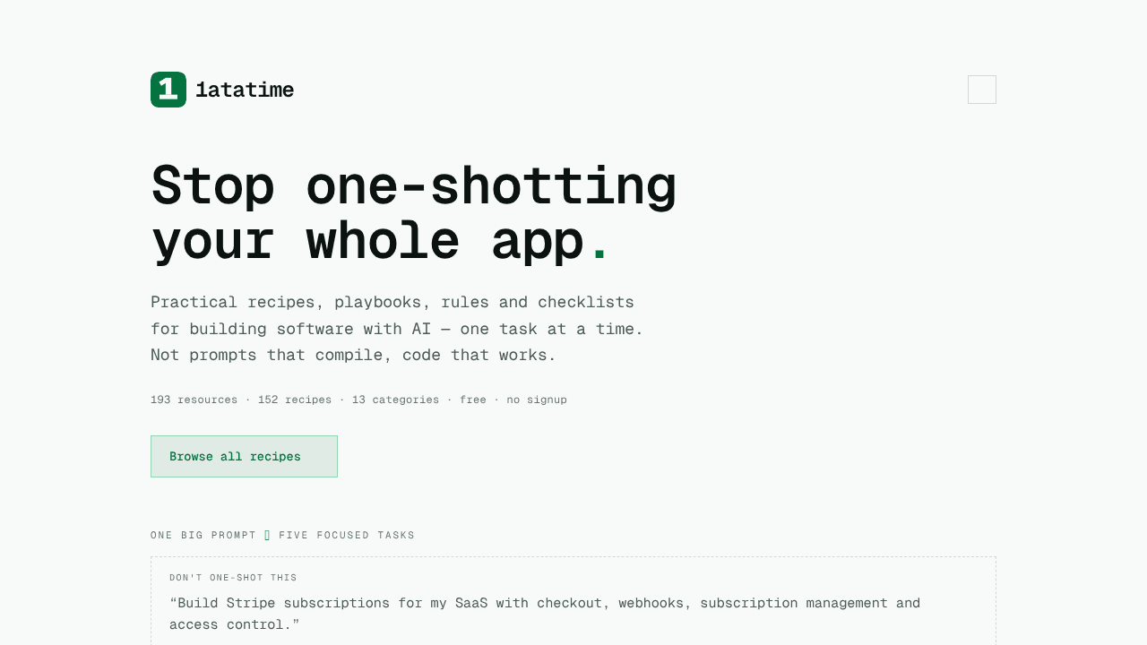 1atatime website screenshot