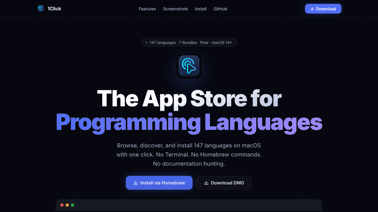 1clicklangs website screenshot