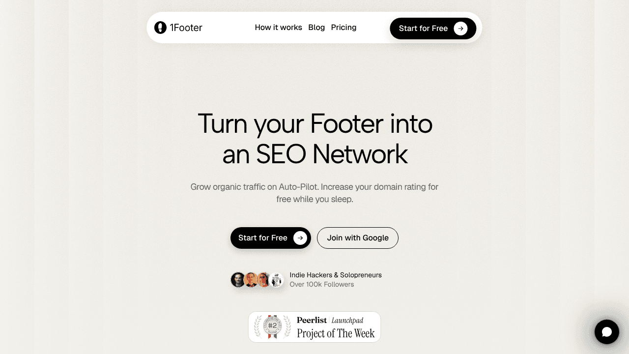 1Footer website screenshot