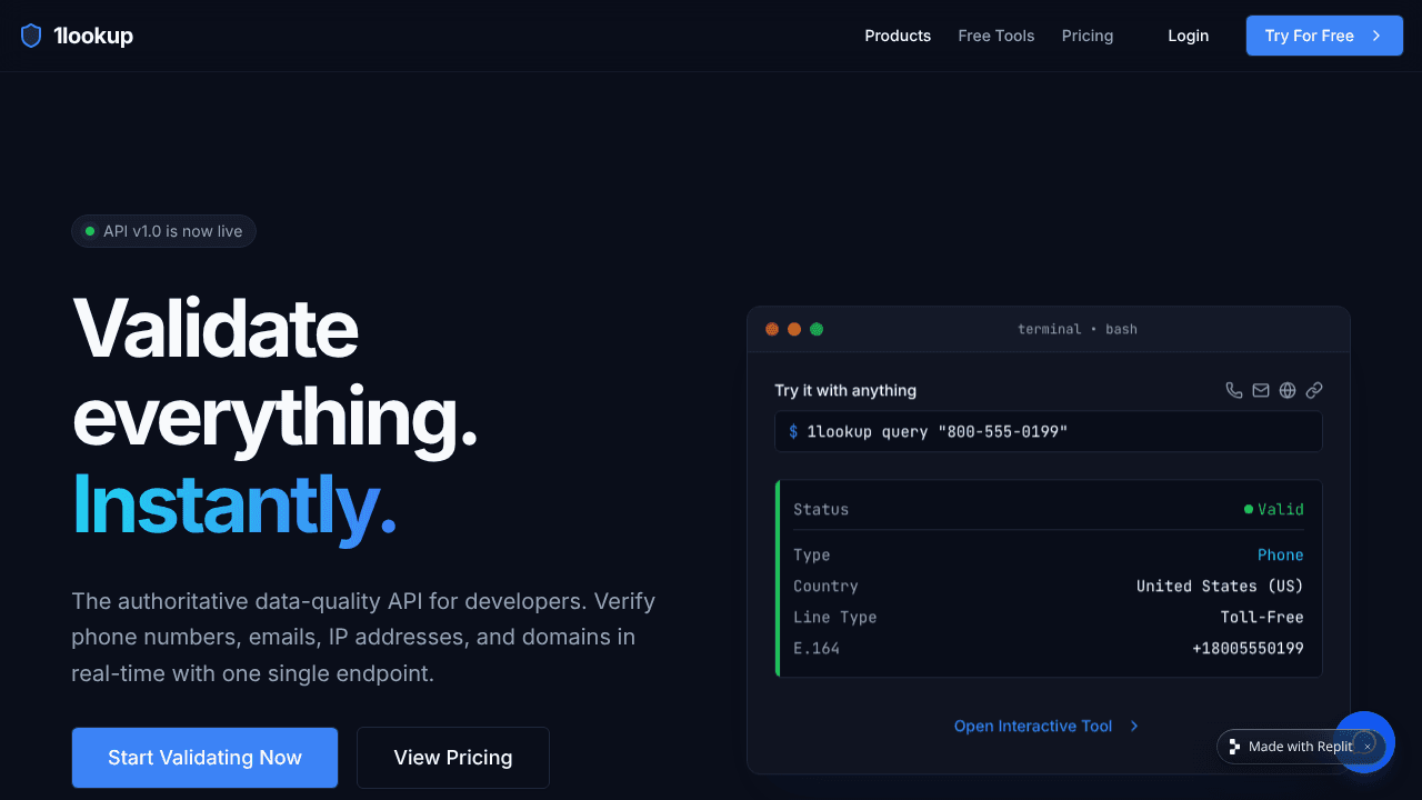 1LookUp website screenshot