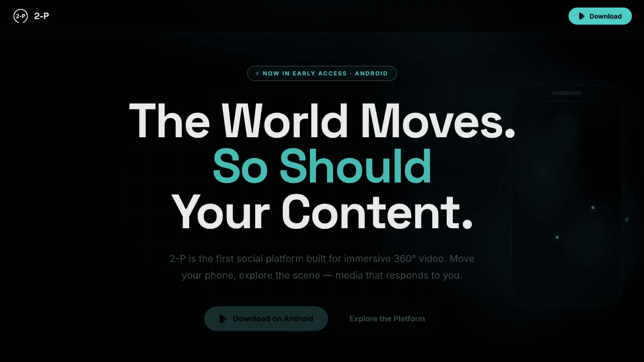 2-P — World's First 360° Social Media website screenshot
