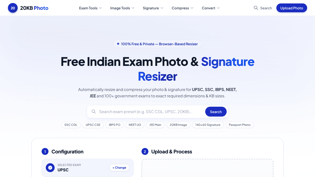 20KB Photo website screenshot