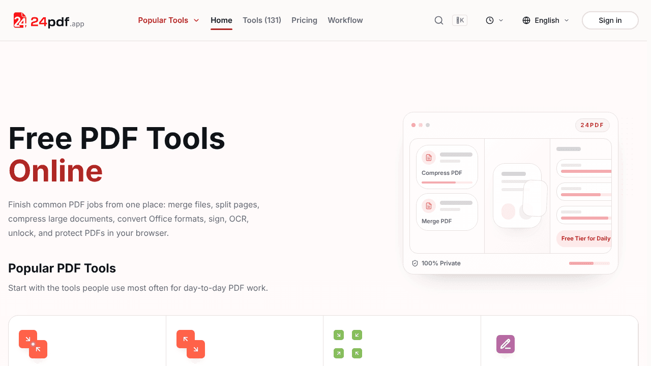 24pdf website screenshot