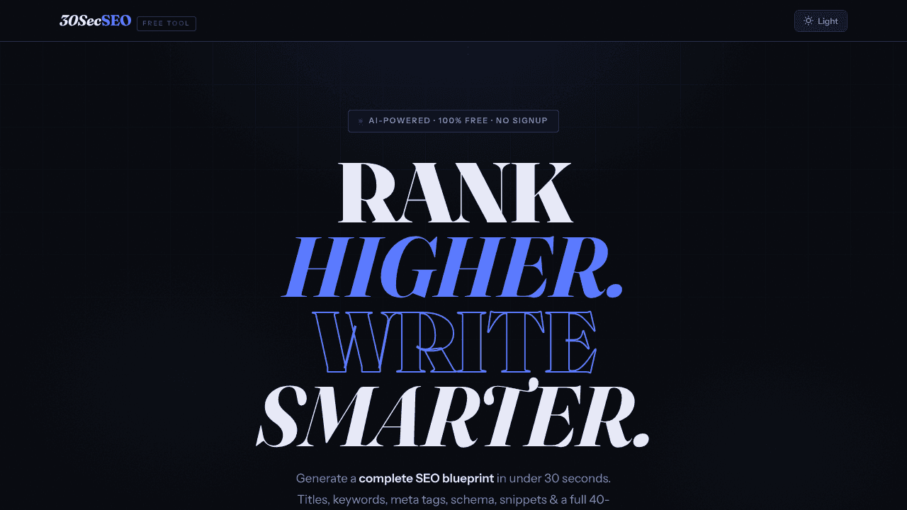30SecSEO website screenshot