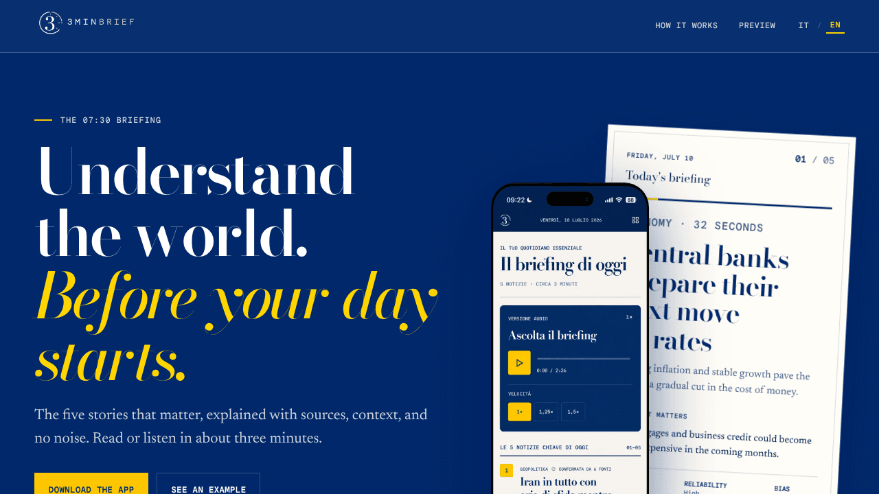 3Min Brief website screenshot