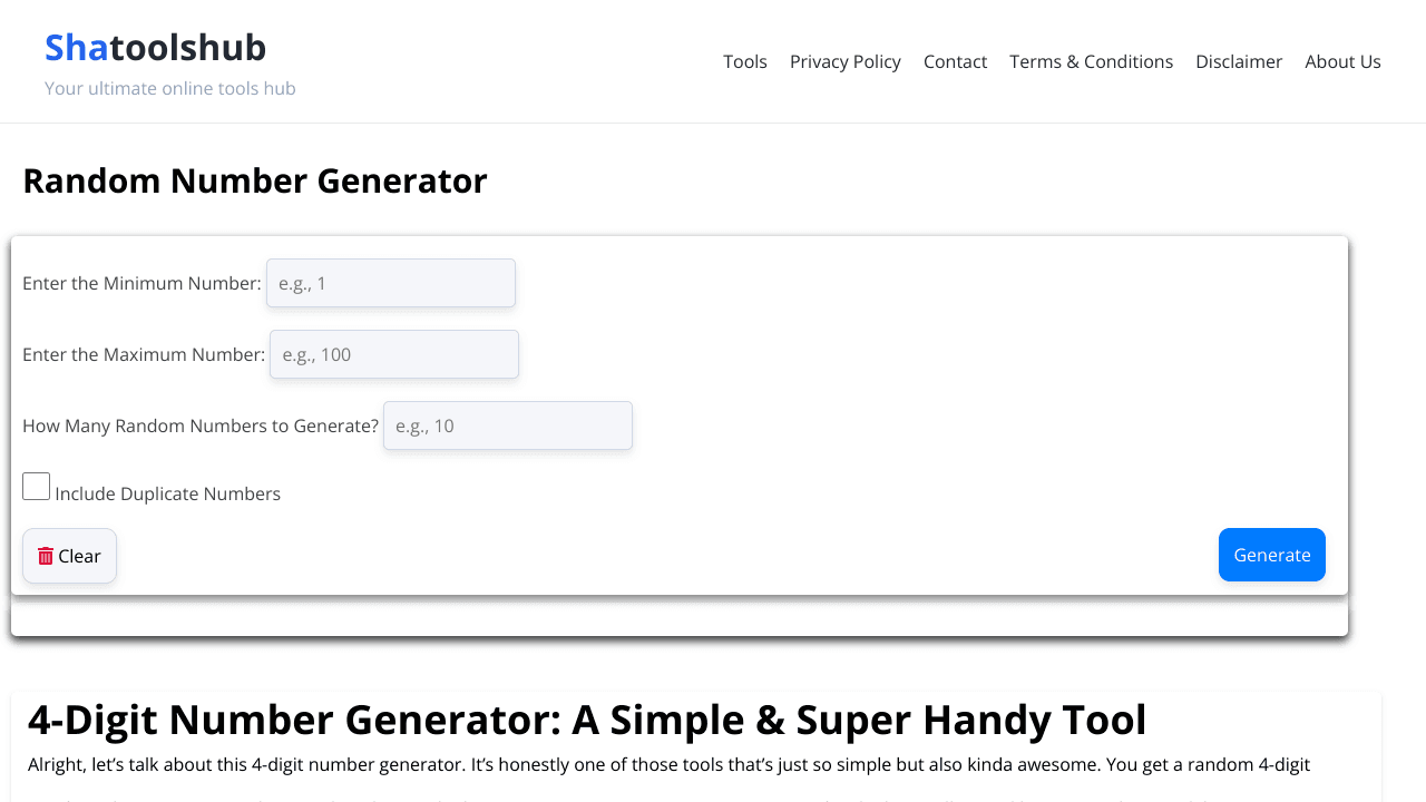 4 Digit Random Number Generator