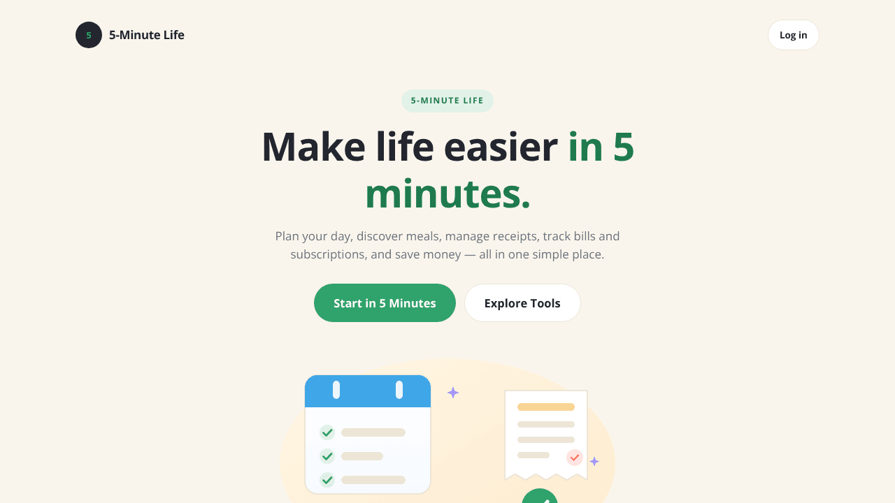 5Minute Life  website screenshot