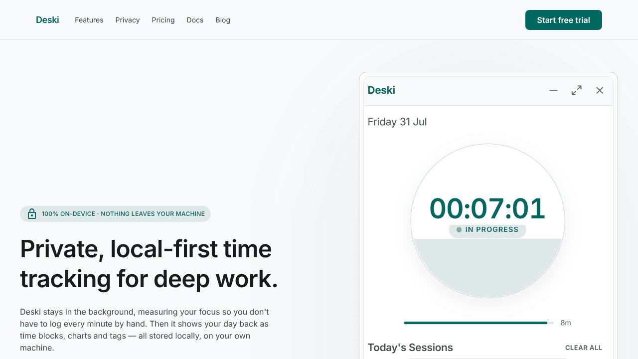 Deski website screenshot