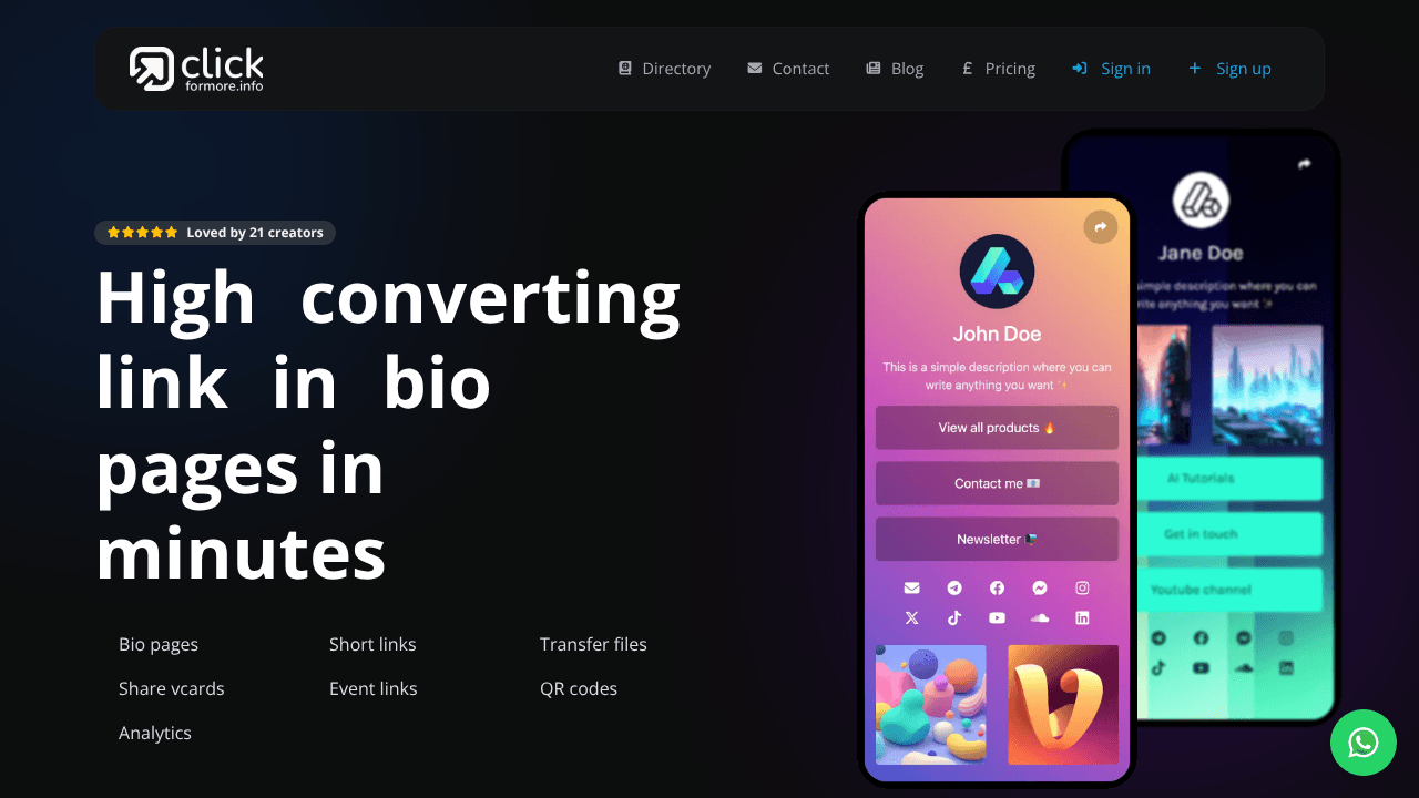 ClickForMore website screenshot