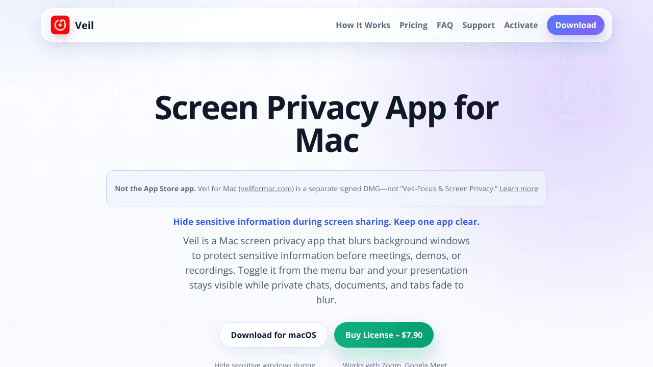 Veil website screenshot