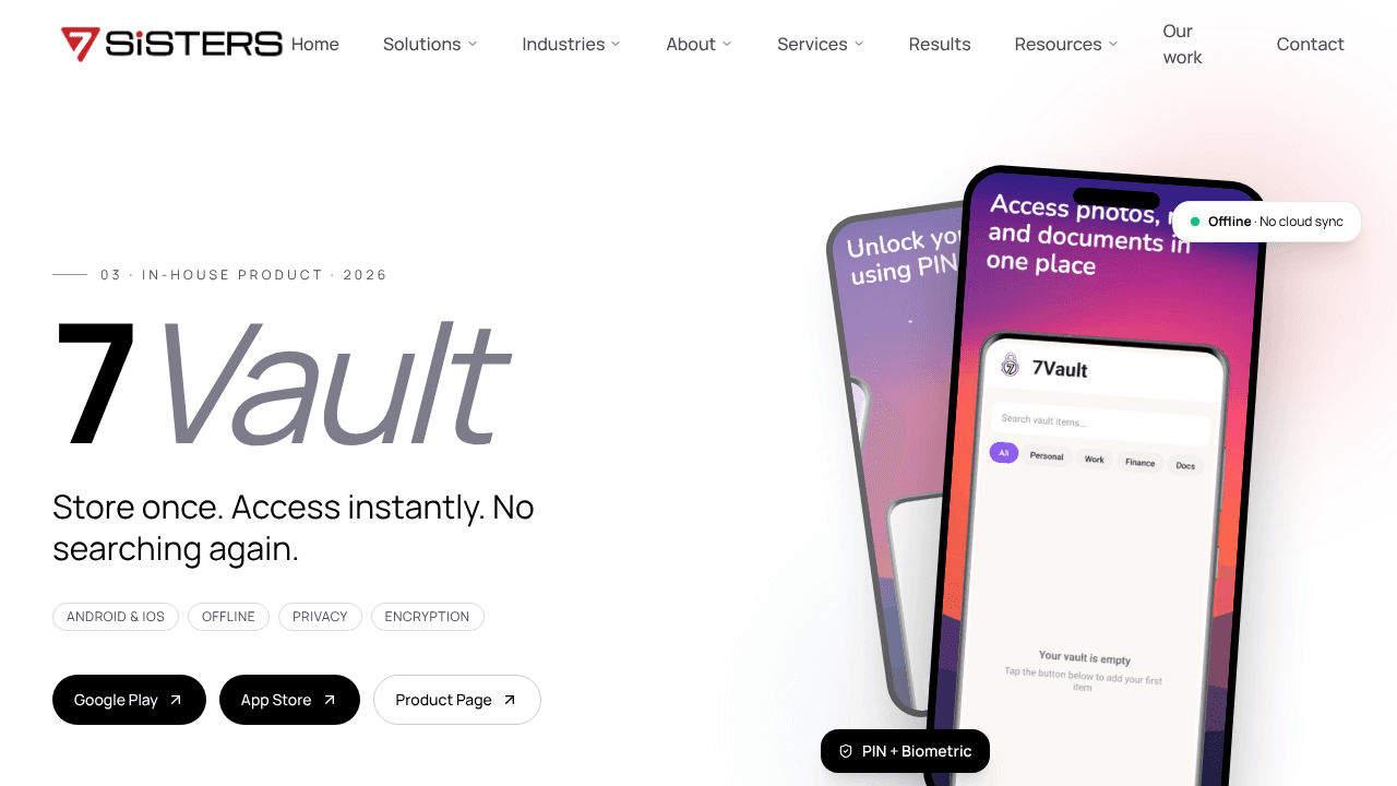 7Vault: Secure Offline Vault website screenshot