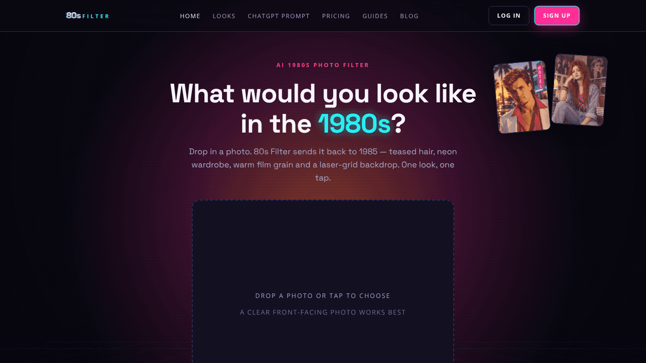 80s Filter website screenshot