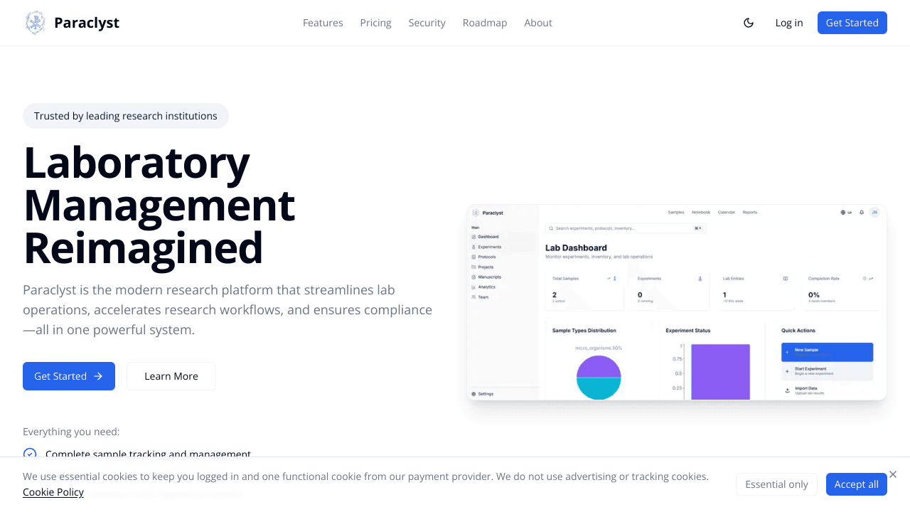 Paraclyst website screenshot