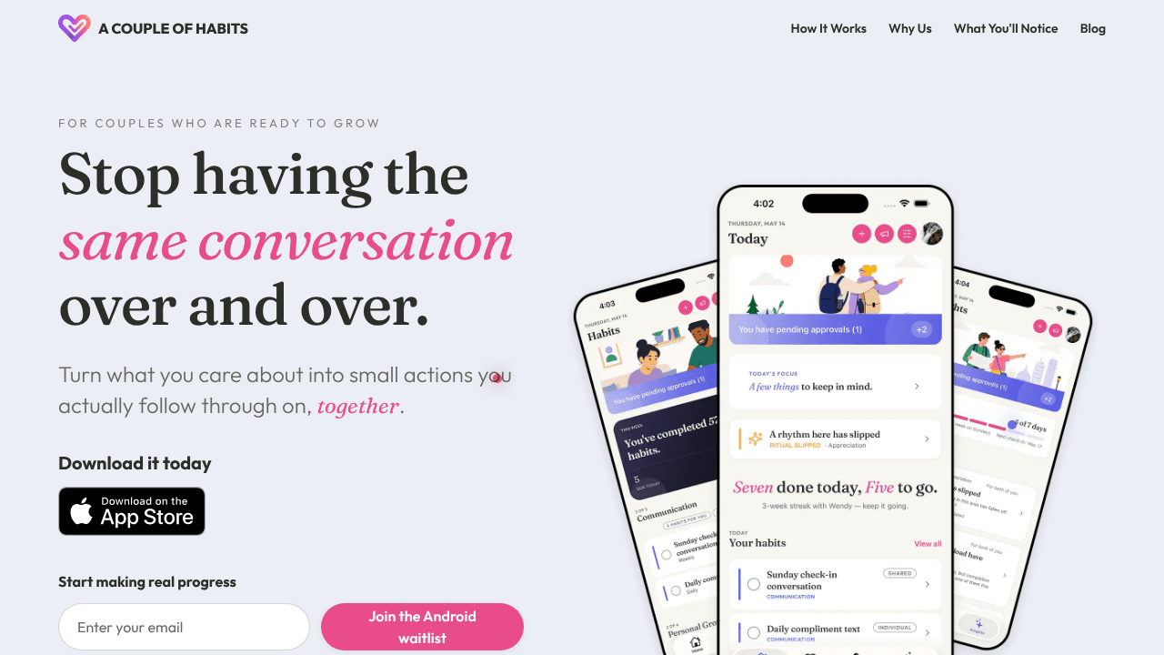 A Couple of Habits website screenshot