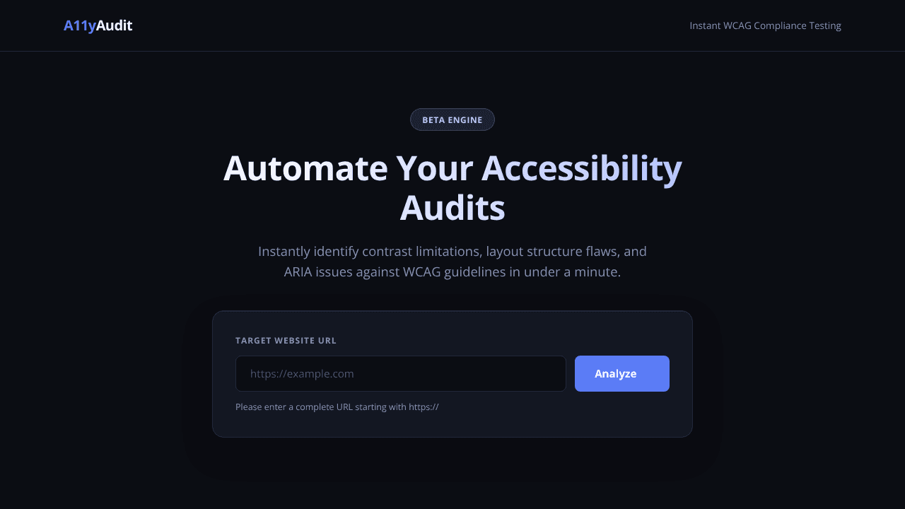 A11yAudit — WCAG Compliance Audits website screenshot