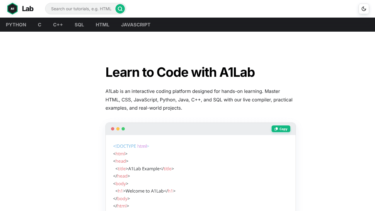 A1Lab website screenshot