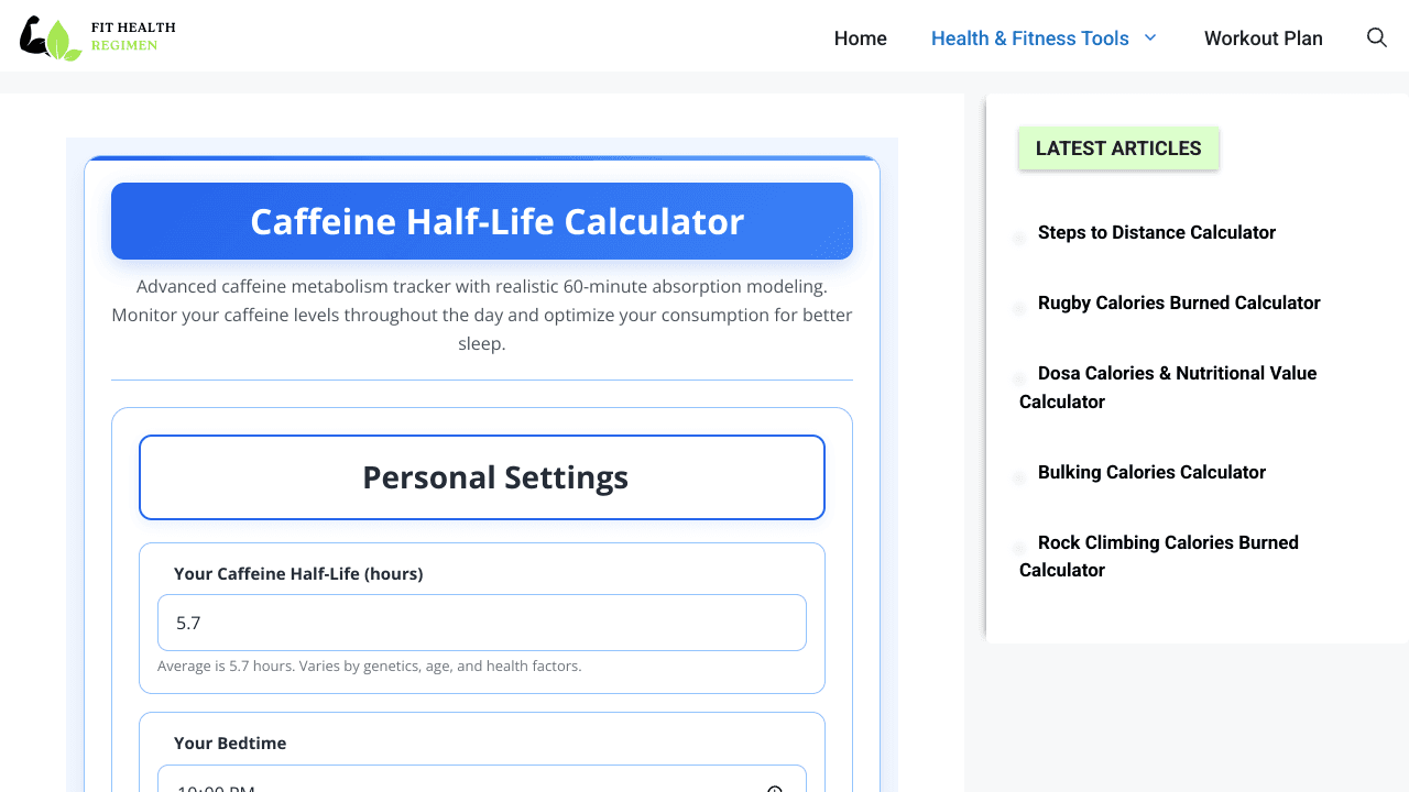 Caffeine Half-Life Calculator