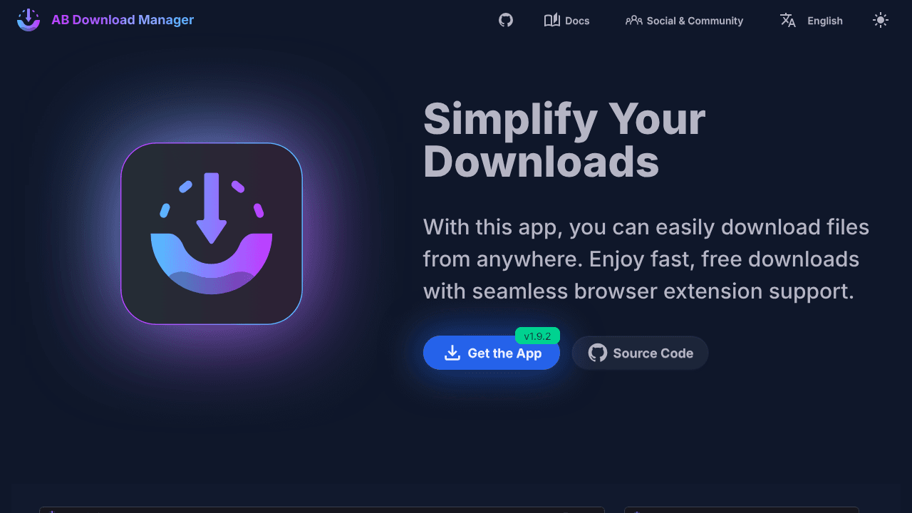 AB Download Manager website screenshot