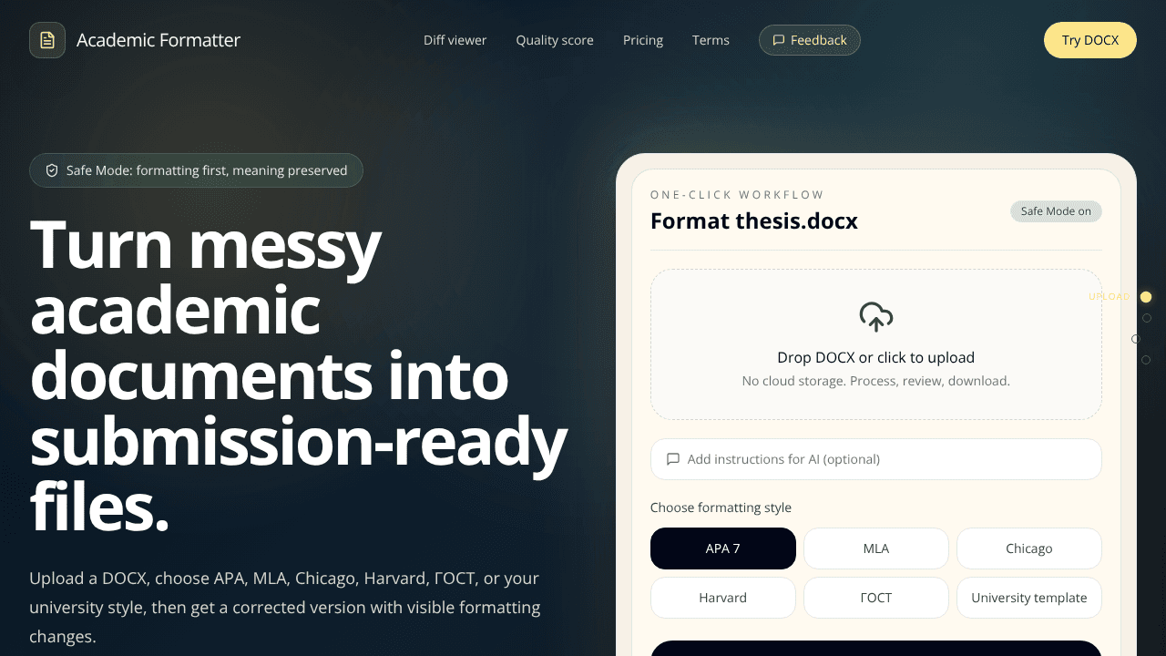 AcademicFormatter website screenshot