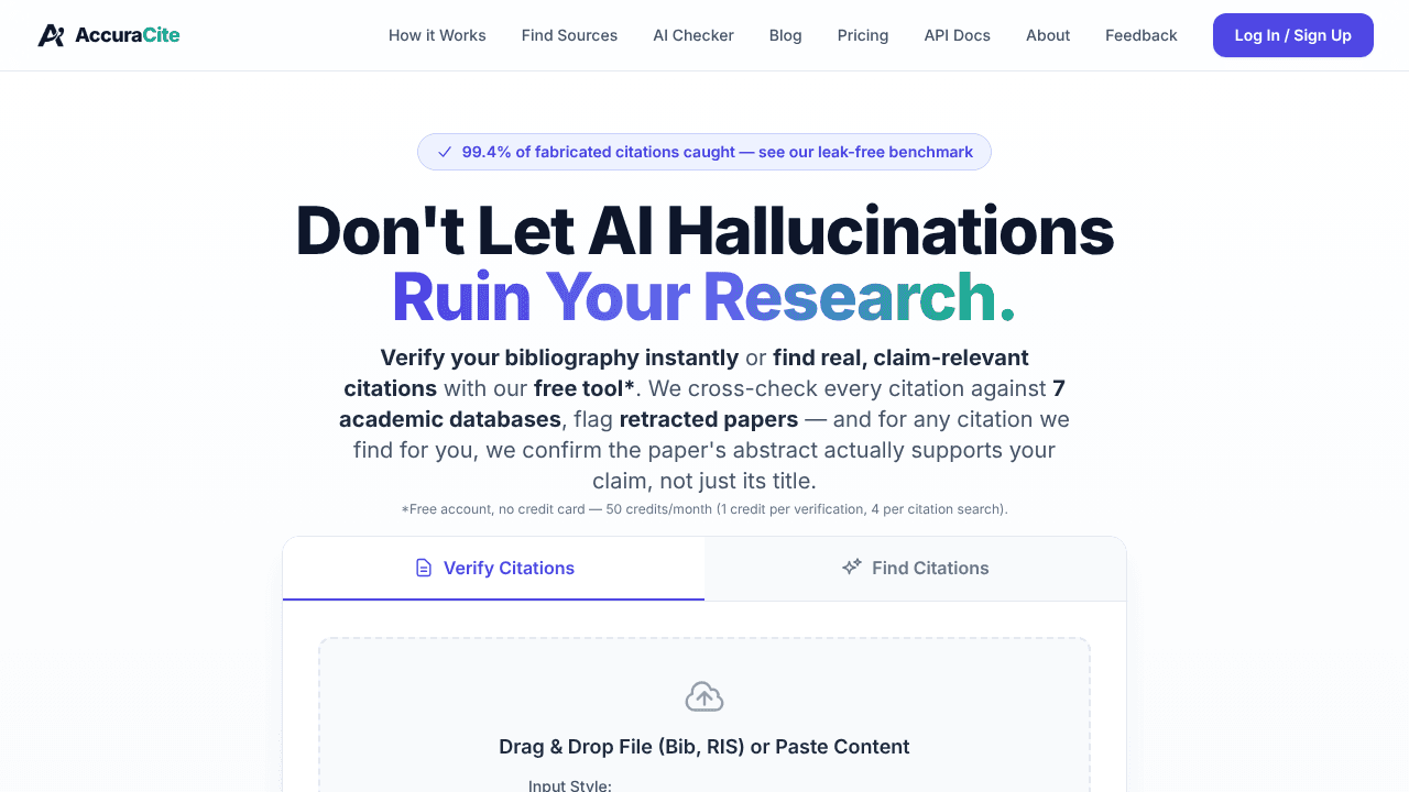 AccuraCite website screenshot