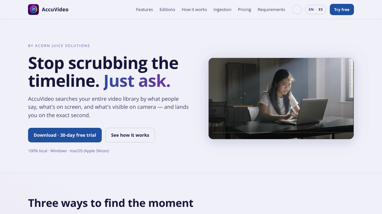 AccuVideo website screenshot