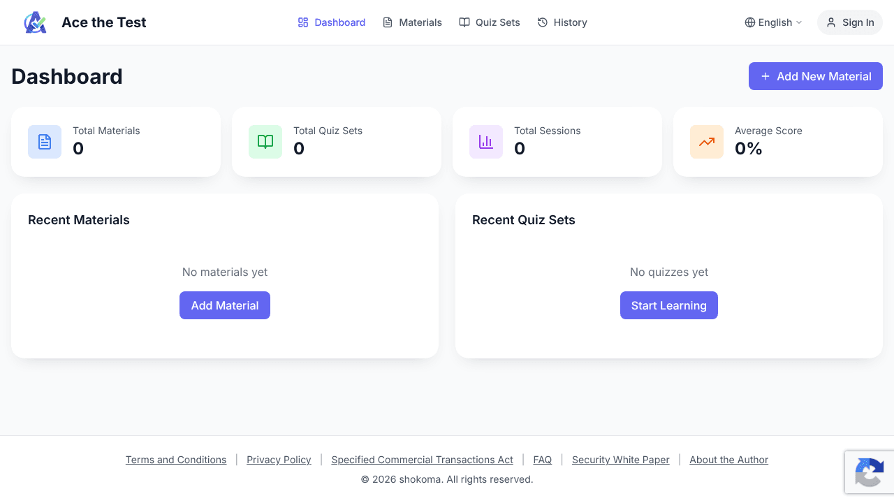 Ace the Test website screenshot