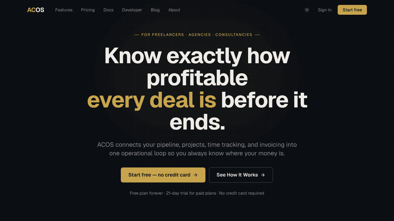 ACOS website screenshot