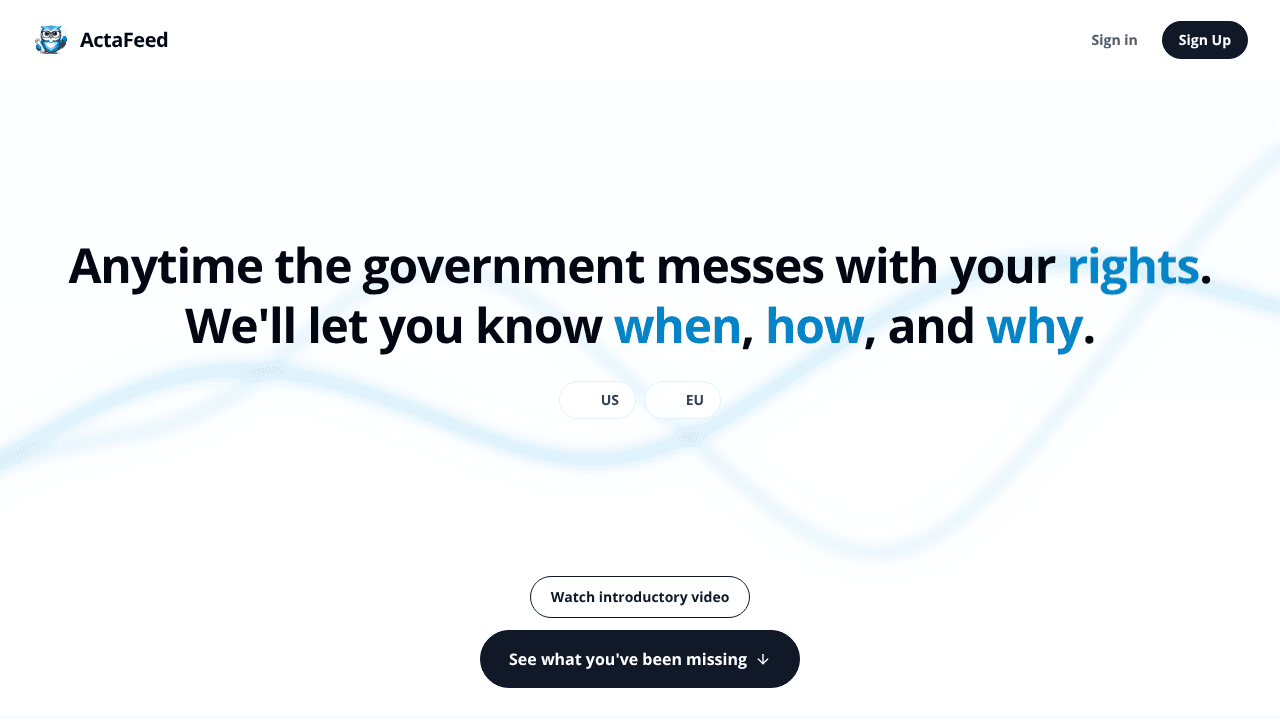 ActaFeed website screenshot