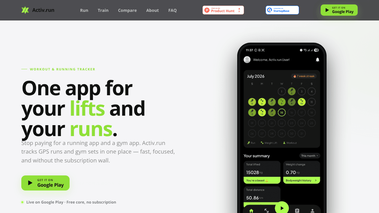 Activ.run website screenshot