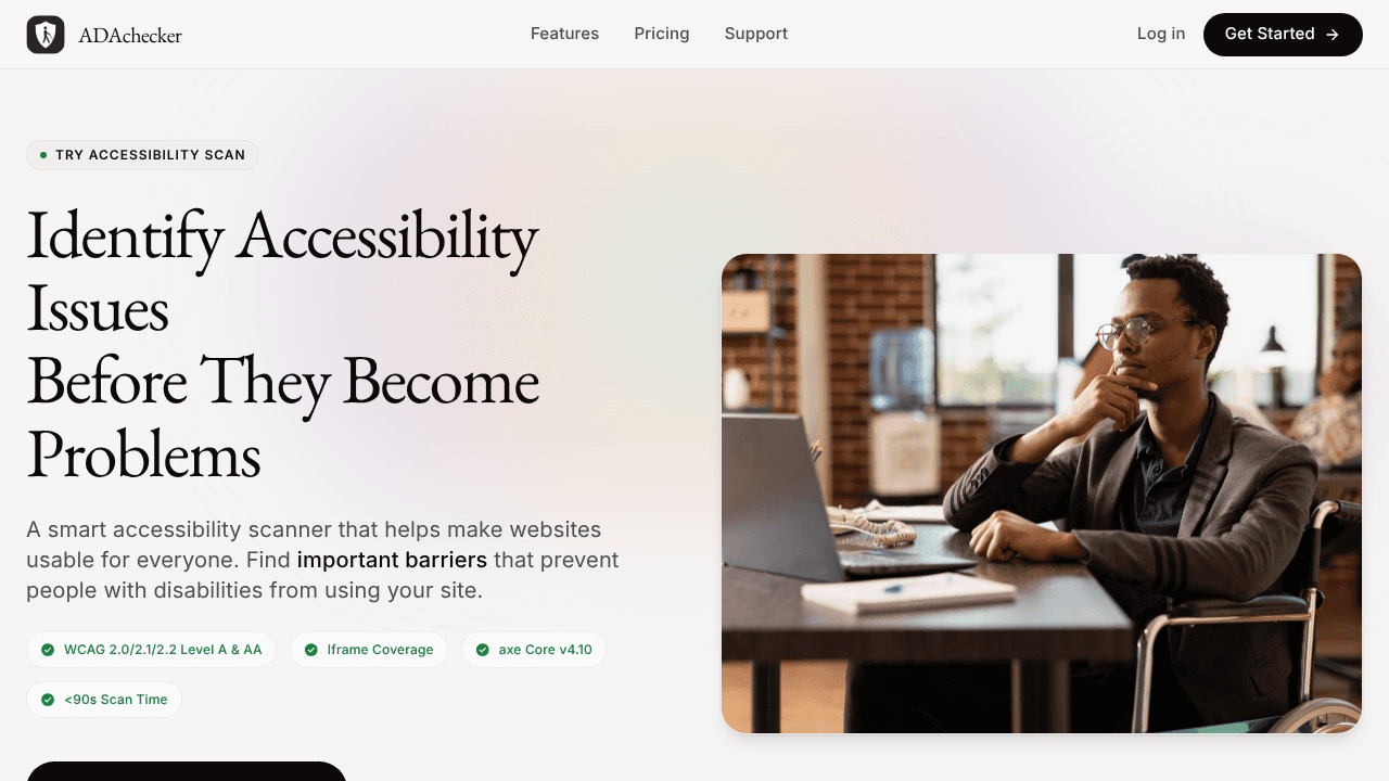 ADAchecker website screenshot