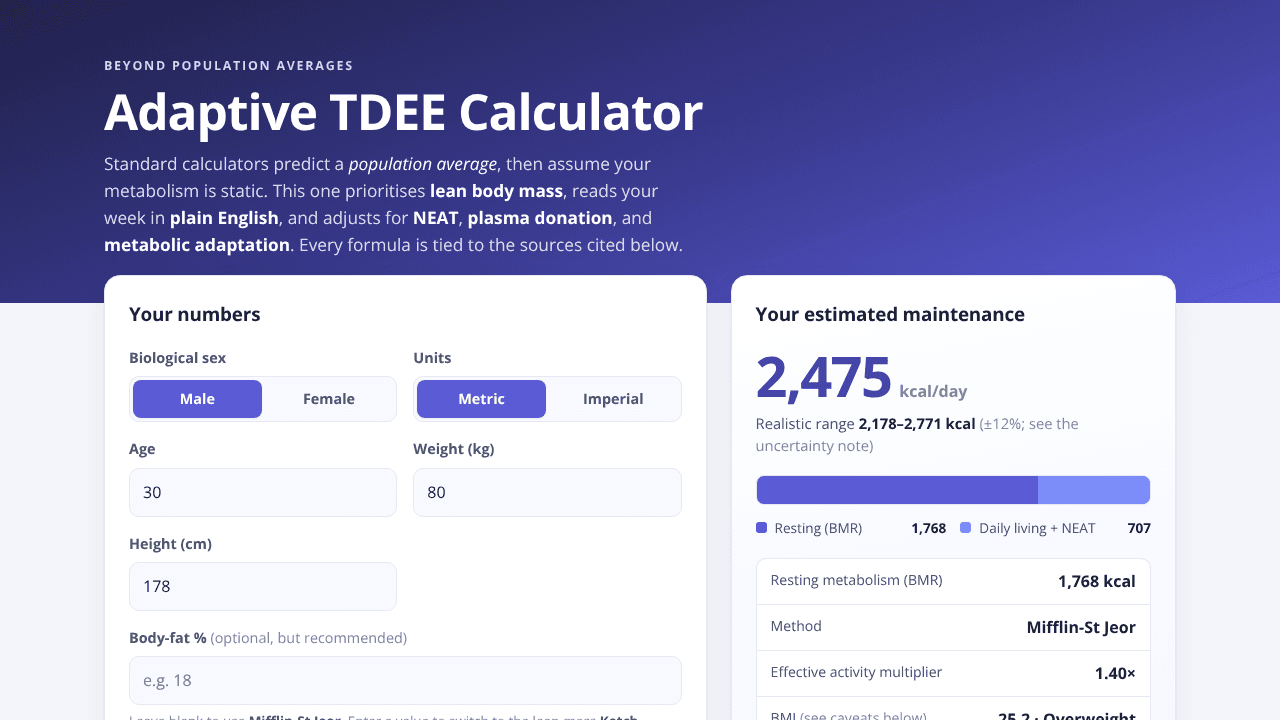 Adaptive TDEE Calculator website screenshot