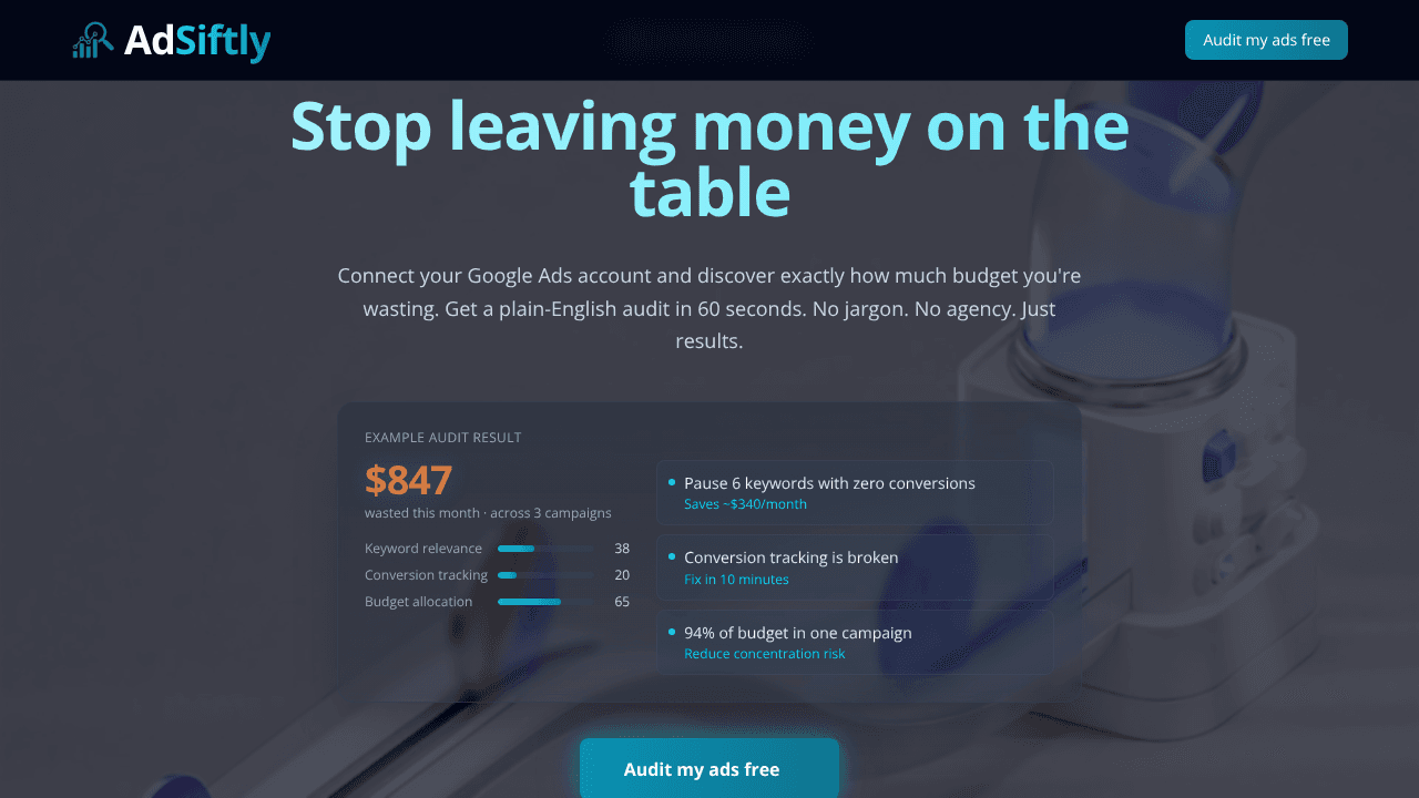 AdSiftly website screenshot