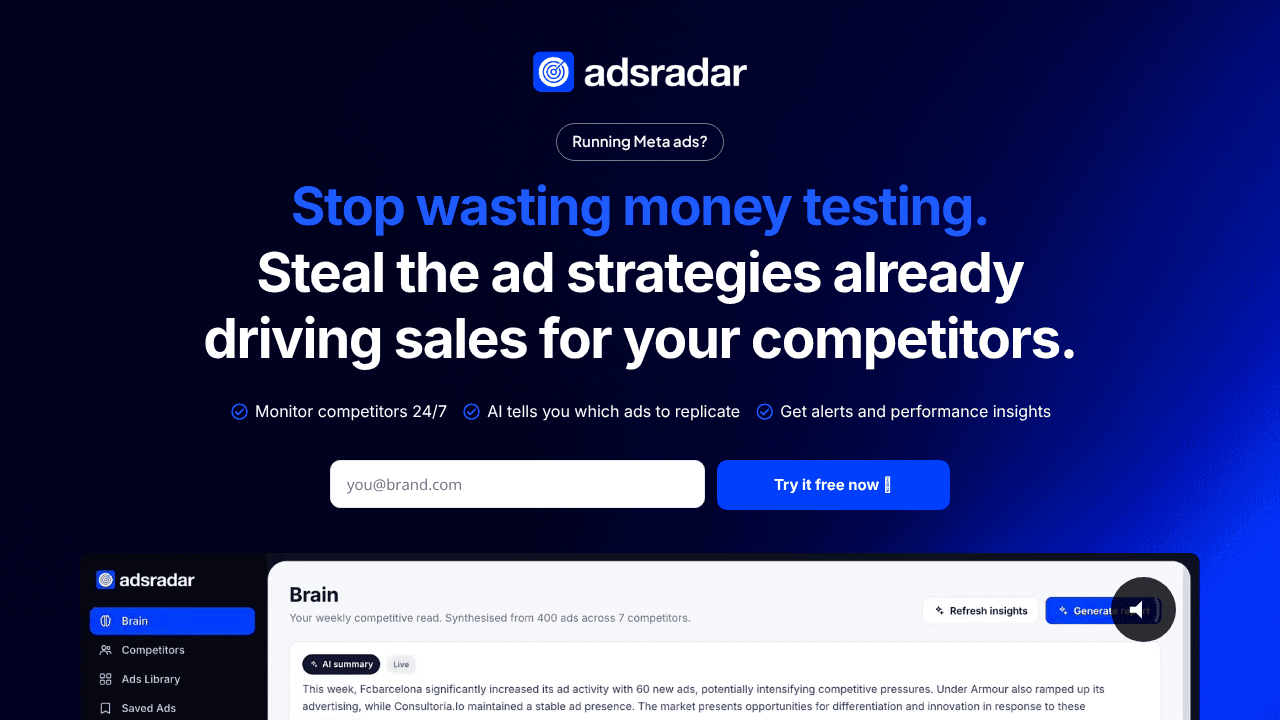 Adsradar website screenshot