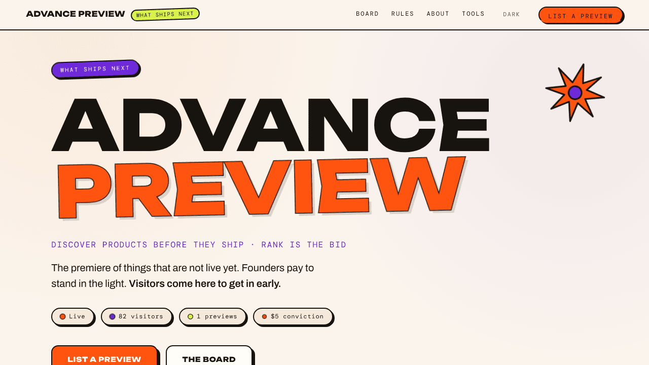 Advance Preview website screenshot