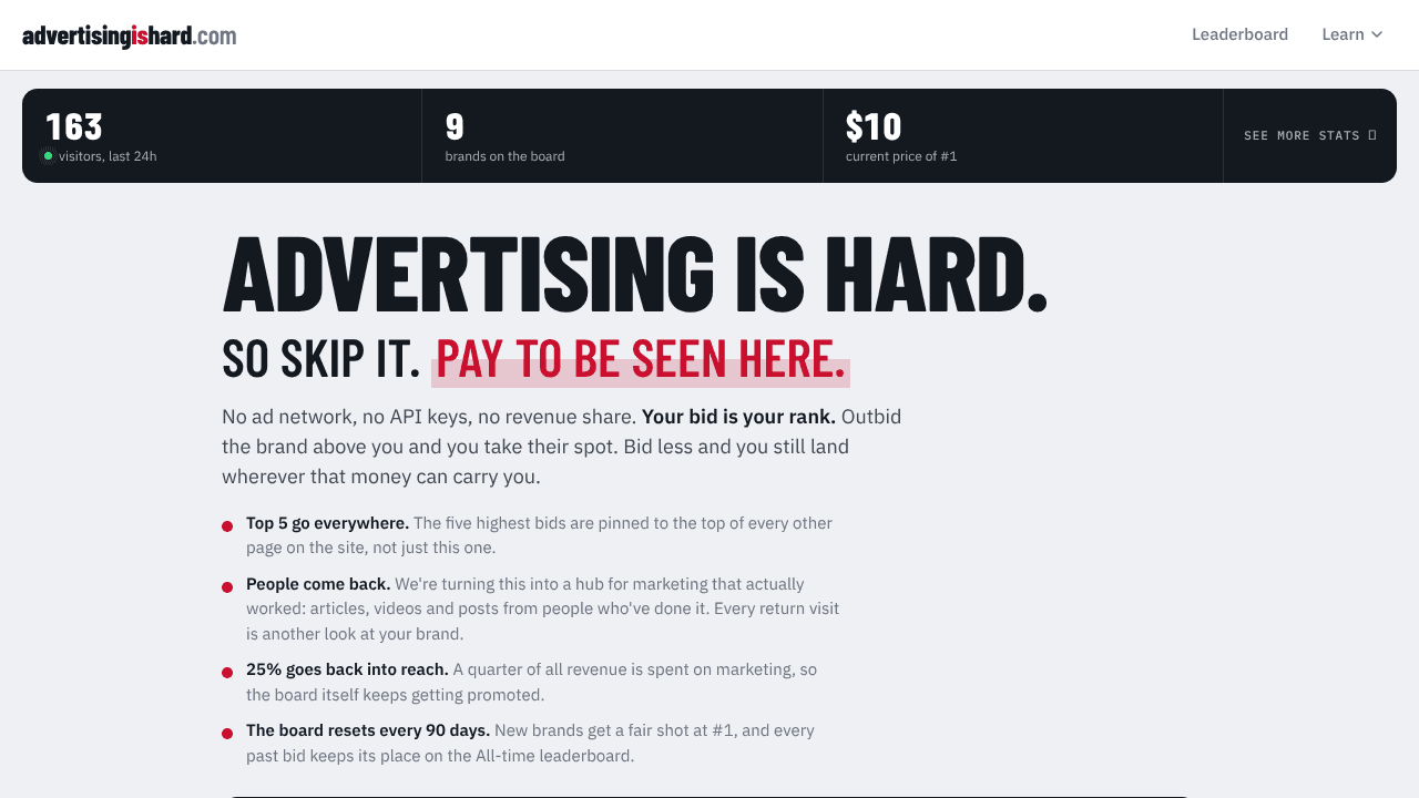 AdvertisingisHard.com website screenshot