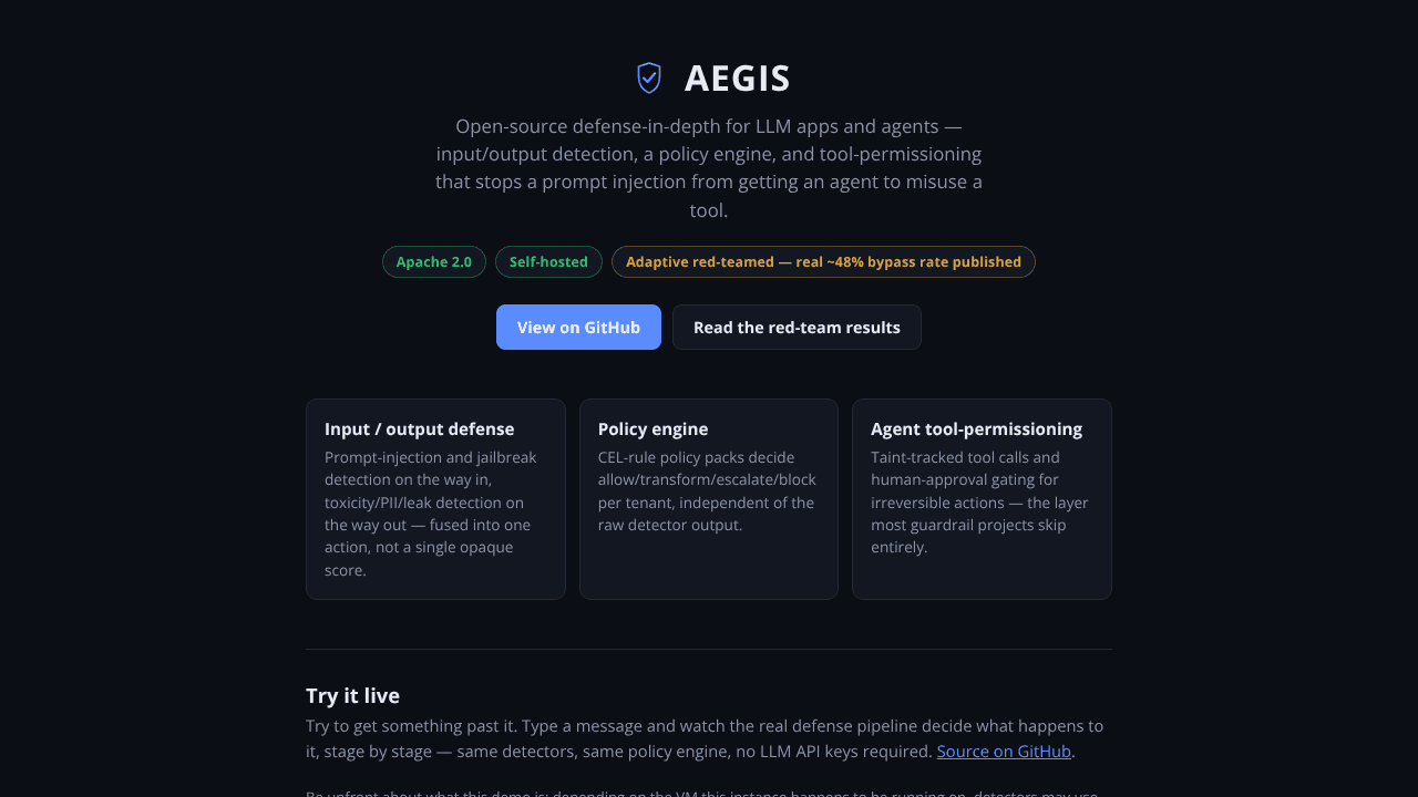 AEGIS website screenshot
