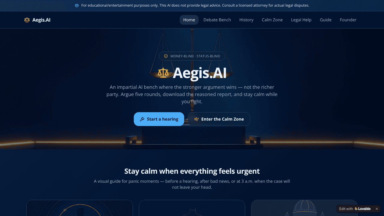 Aegis.Ai website screenshot