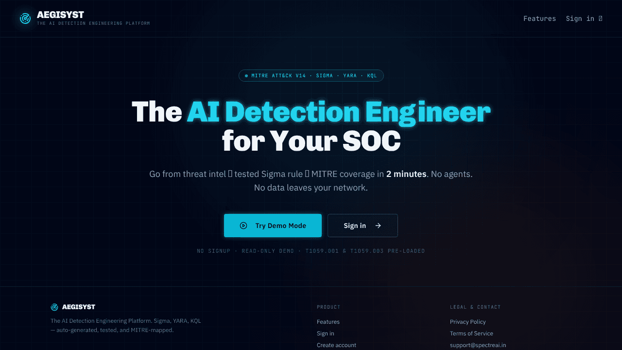 Aegisyst website screenshot
