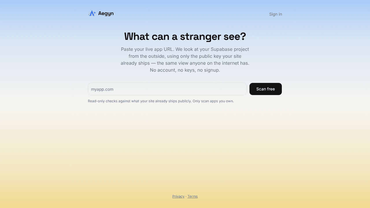 Aegyn website screenshot
