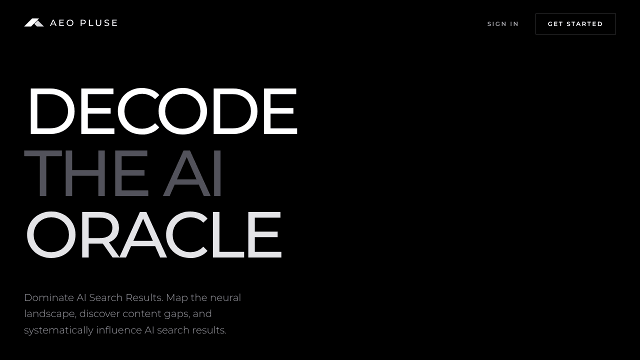AEO Pluse website screenshot