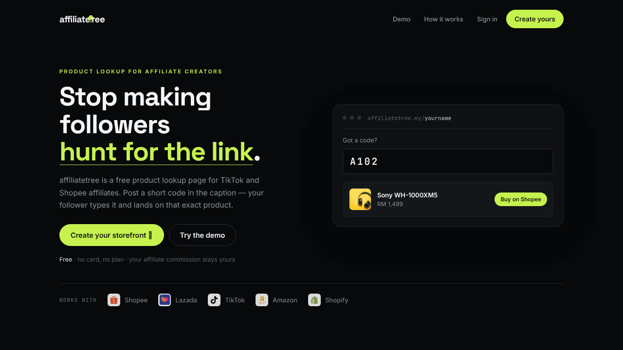 AffiliateTree website screenshot