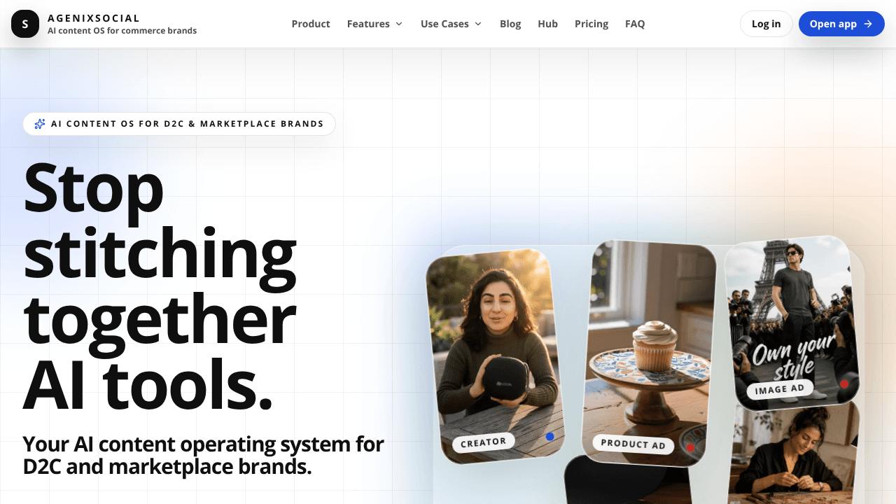 AgenixSocial website screenshot