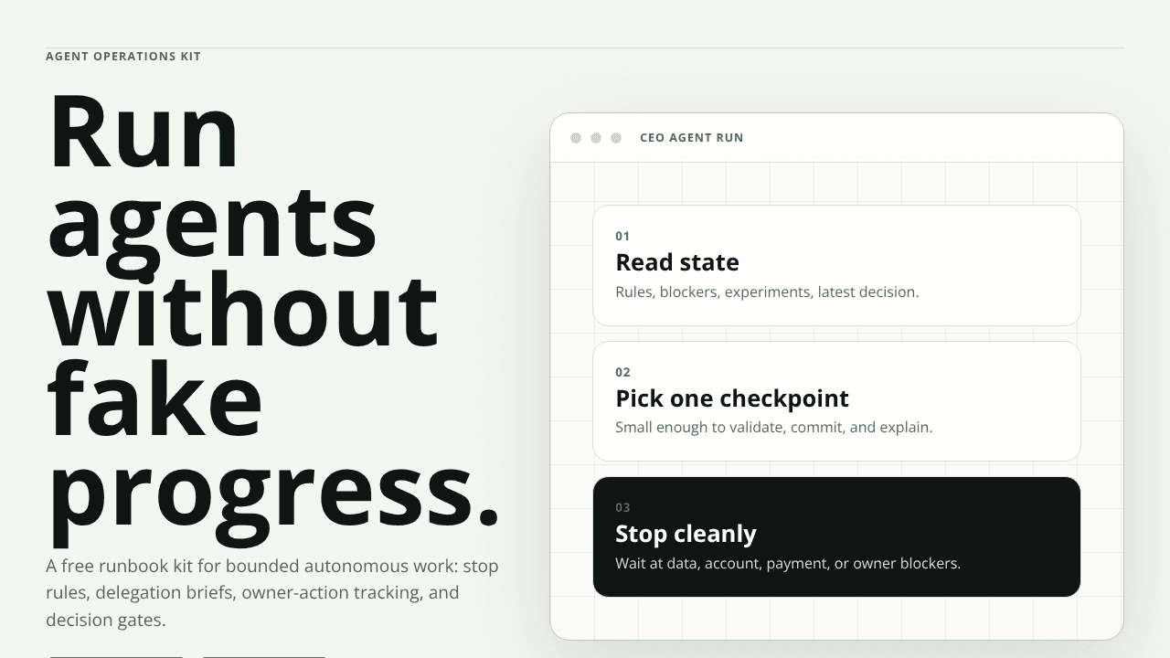 Agent CEO Runbook Kit website screenshot