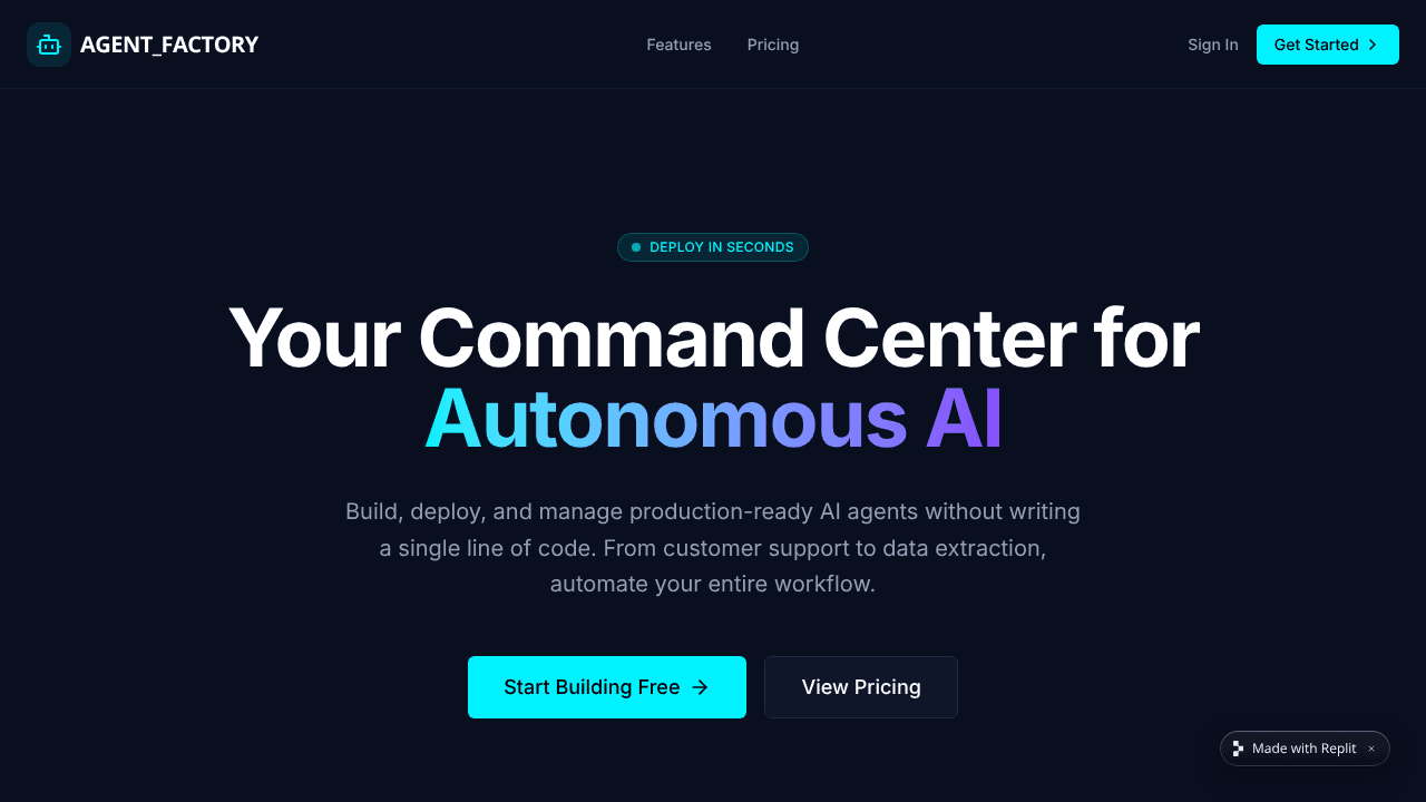 Agent Factory website screenshot