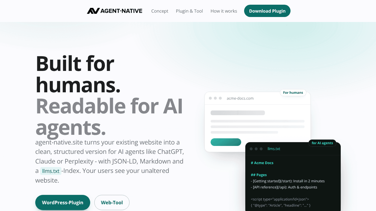 AGENT-NATIVE website screenshot