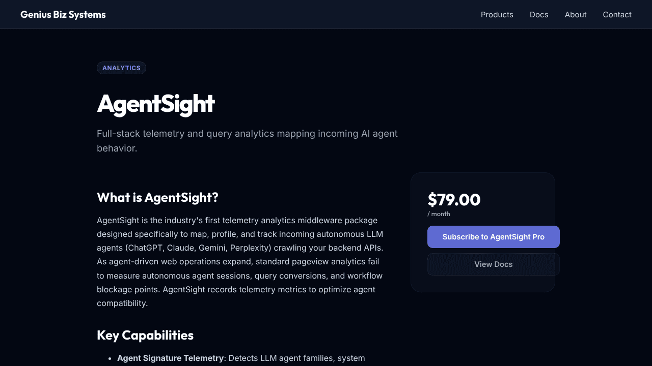 Agent Sight website screenshot