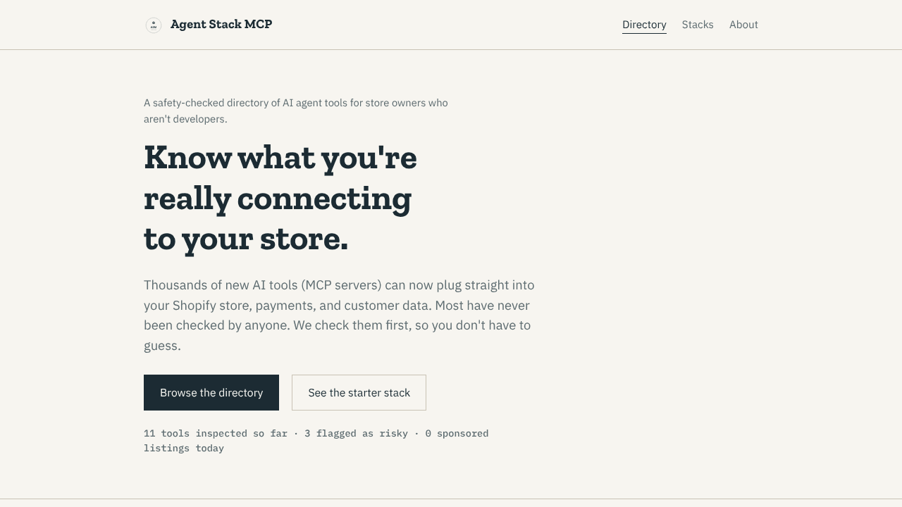Agent Stack MCP website screenshot